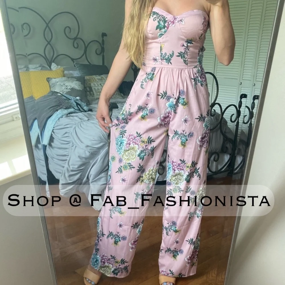 Moissanite Corset Bodice Wide Leg Jumpsuit Floral Size Medium